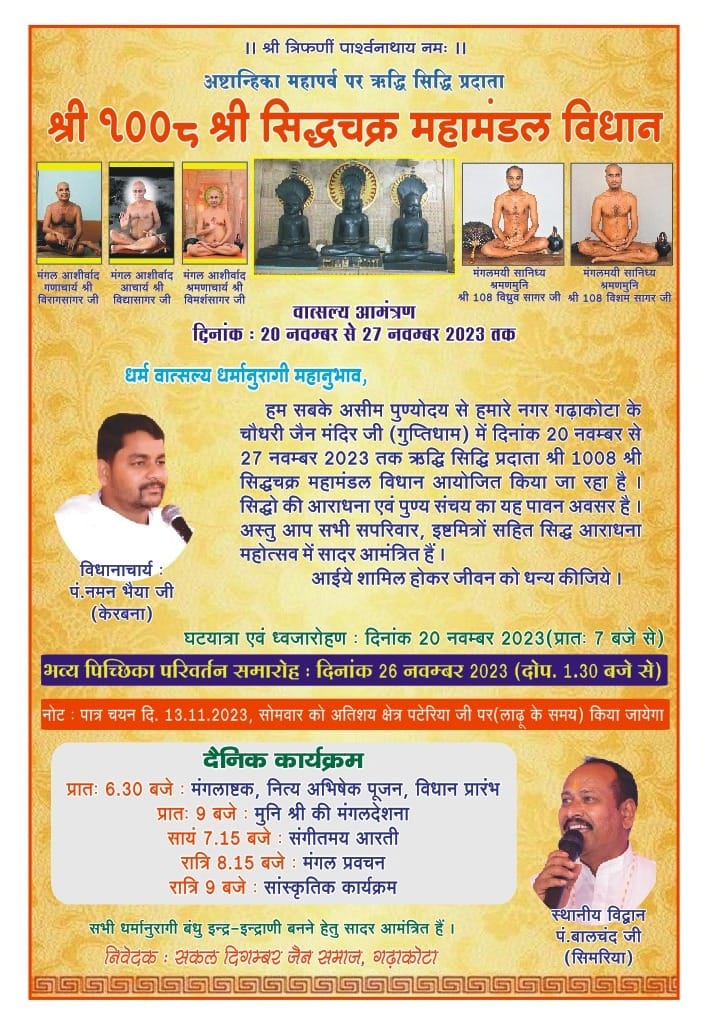 Shri Parshvnath Digamber Jain Mandir, Subhash Ward, Garhakota, District – Sagar (M.P.) image 1