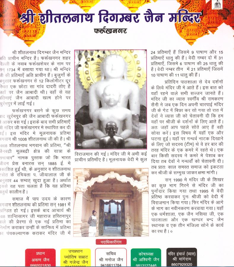 Shri Sheetalnath Digambar Jain Mandir, Farrukh Nagar, District- Gurugram (Haryana) image 1